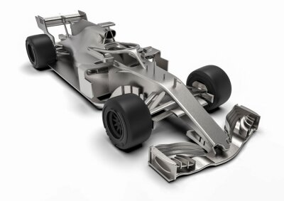 Poster F1 autoradiografie / 3D render van een F1-auto