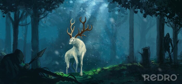 Poster Fantasie dier in een bos