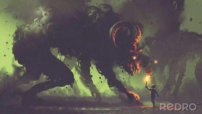 Poster Fantasie monster en figuur