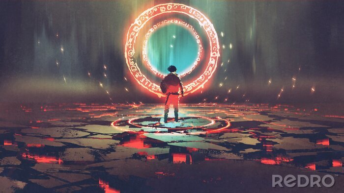 Poster Fantasie rode cirkels