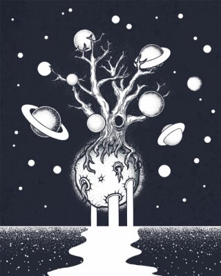 Poster Fantastische planeten aan de boom