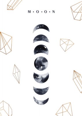 Poster Fasen van de maan in een minimalistische compositie