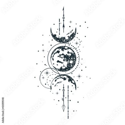 Poster Fasen van de maan op een artistieke schets