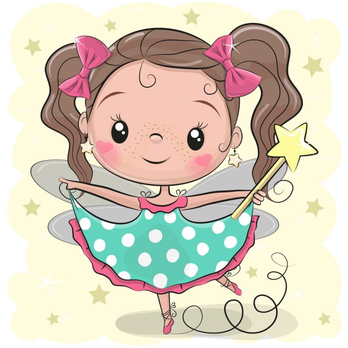 Poster Fee met een toverstokje in een danshouding