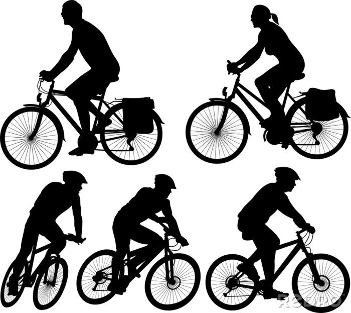 Poster fiets - silhouet vector