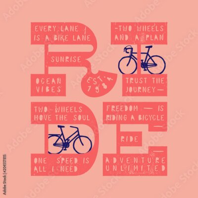 Poster fiets typografische illustratie