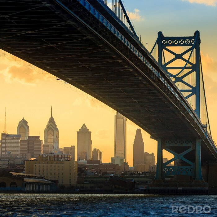 Poster Filadelfia bij zonsondergang