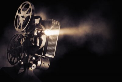 Poster filmprojector op een donkere achtergrond