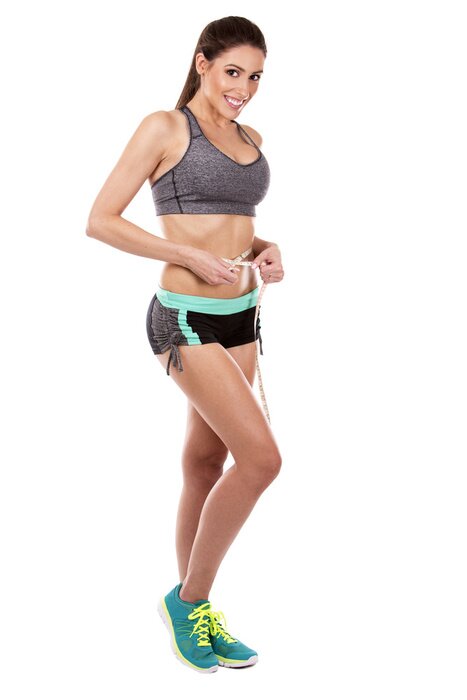 Poster fitness vrouw op witte achtergrond