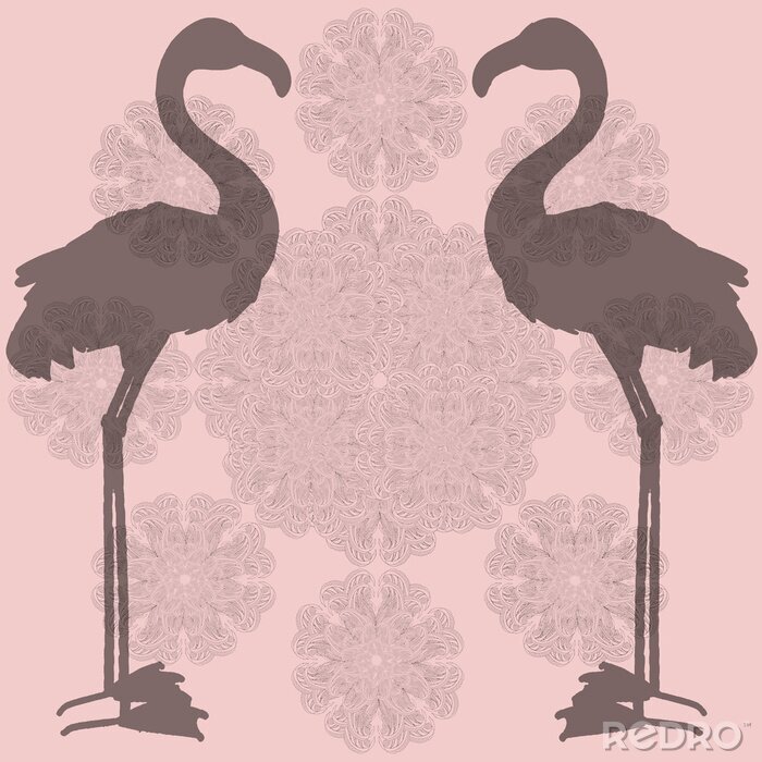 Poster 
Flamingo in silhouette, pink background, pattern