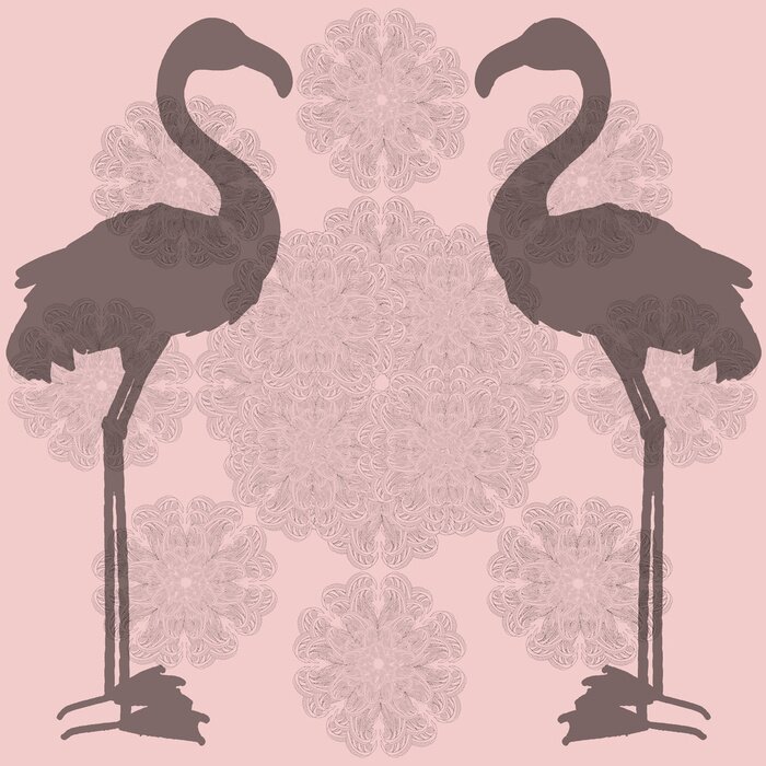 Poster 
Flamingo in silhouette, pink background, pattern