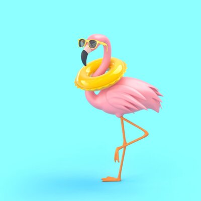 Poster Flamingo met bril