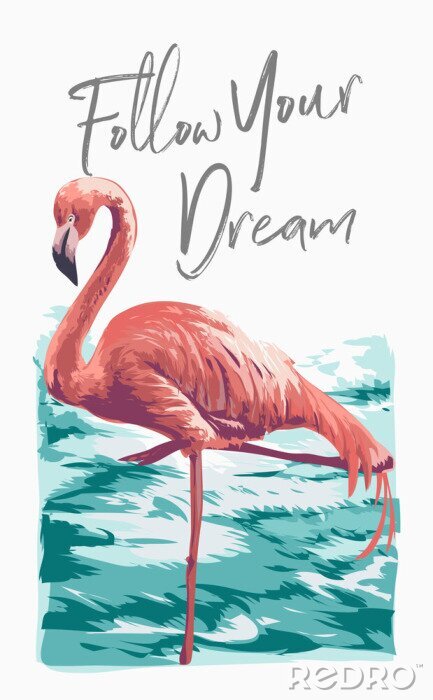 Poster Flamingo op de waterachtergrond