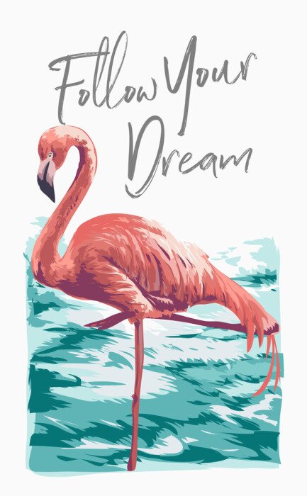 Poster Flamingo op de waterachtergrond