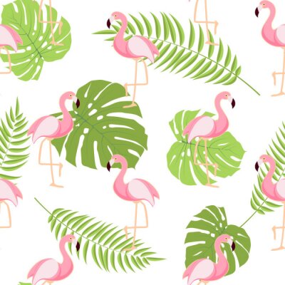 Flamingo's geïntegreerd in de bladeren
