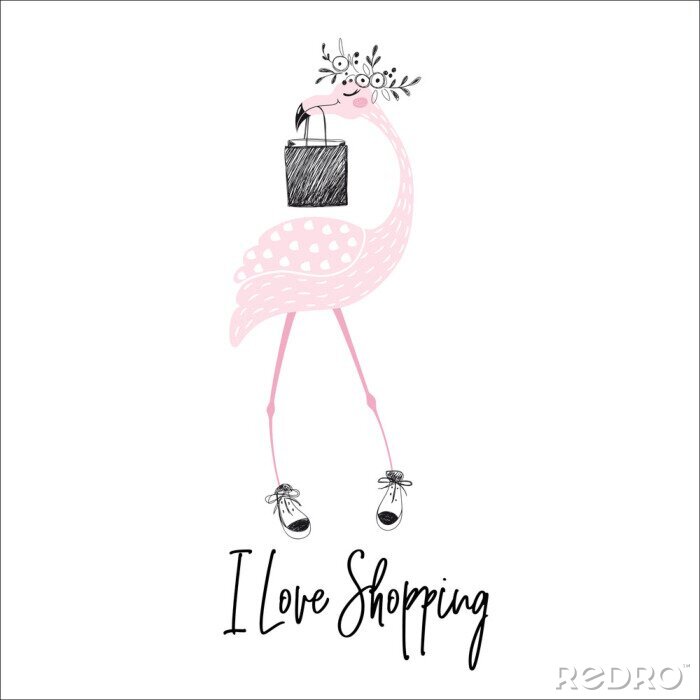 Poster Flamingo schattige print