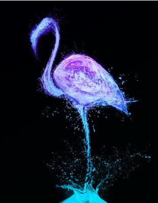 Sticker Flamingo waterspetters. Abstracte vogel