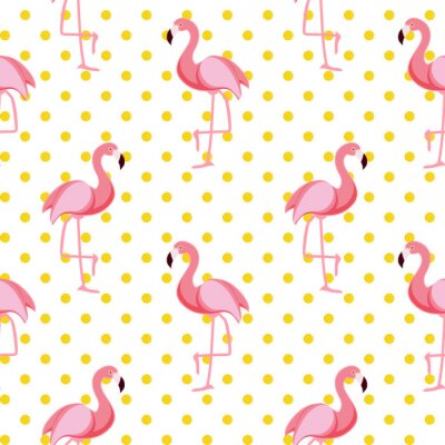 Flamingovogels en gele erwten