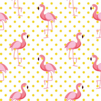 Behang Flamingovogels en gele erwten