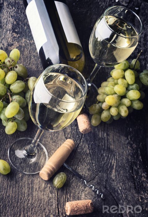 Poster Fles witte wijn