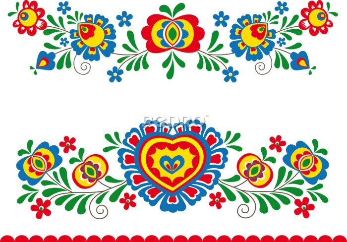 Poster Folk ornamenten