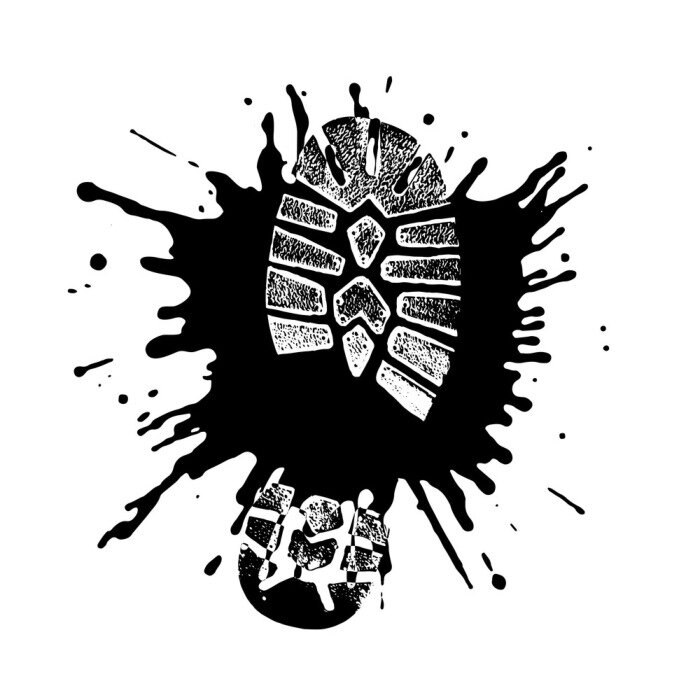 Poster Footwear print in een zwembad in de stijl grunge