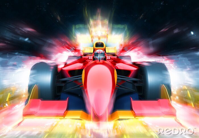 Poster Formule 1 3D kleurrijke auto