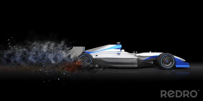 Poster Formule 1 witte raceauto in 3D