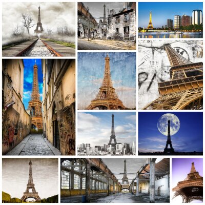 Poster Fotocollage Parijs en de Eiffeltoren