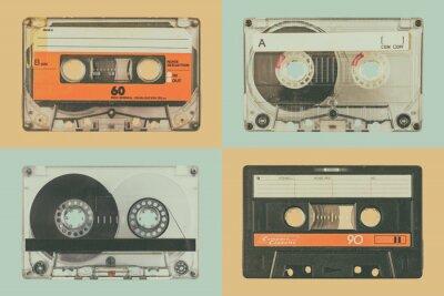 Poster Four old audio compact cassettes