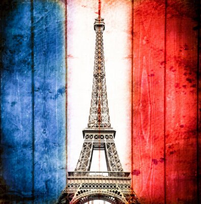 Franse vlag met de Eiffeltoren
