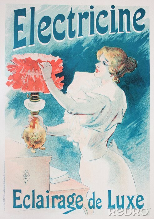 Poster French poster with advertisement of lightning in the vintage book Les Maitres de L'Affiche, by Roger Marx, 1897.