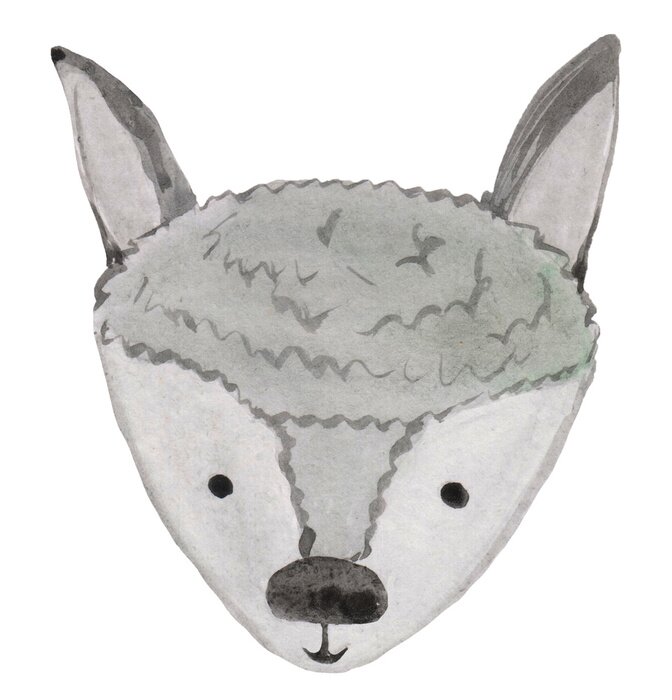 Poster funny cartoon llama face on a white background. watercolor raster illustration for prints, cards, posters. animal emotions collection. hand drown