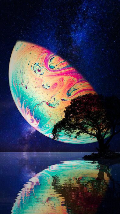 Poster Futuristische weergave van de hemel