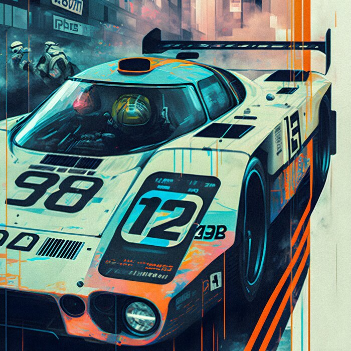 Poster Futuristische witte racewagen