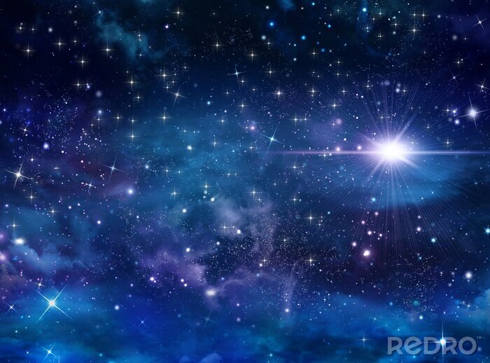 Poster Galaxy met een heldere ster