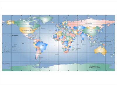 Gedetailleerde kaart met namen van landen, vector geïsoleerd door g