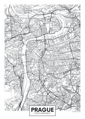 Poster Gedetailleerde vector poster stads kaart Praag