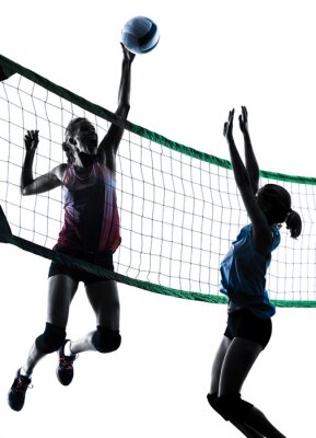 geïsoleerde vrouwen volleyballers silhouet