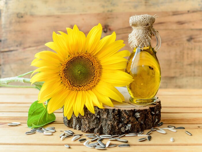 Poster Gele bloemsamenstelling op hout