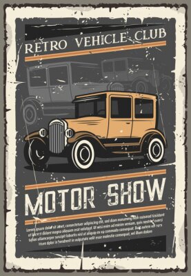 Poster Gele oldtimer- en motorshow