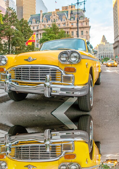 Poster Gele taxi in de straten van New York