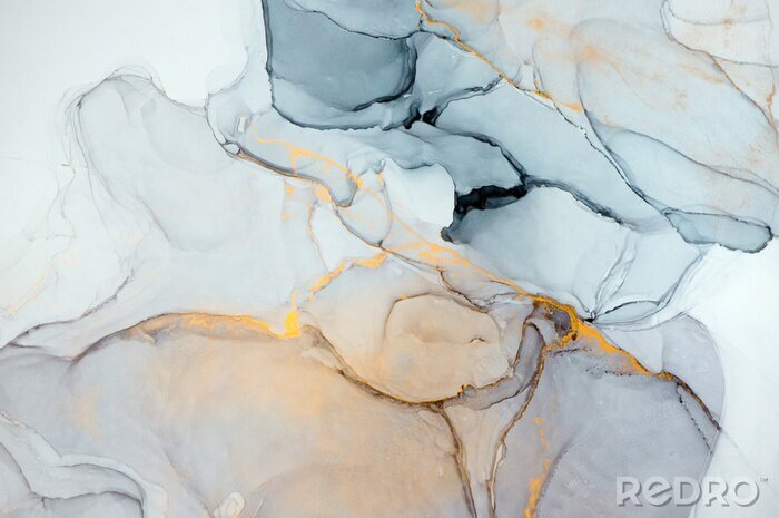 Poster Gemarmerd abstract patroon met goud