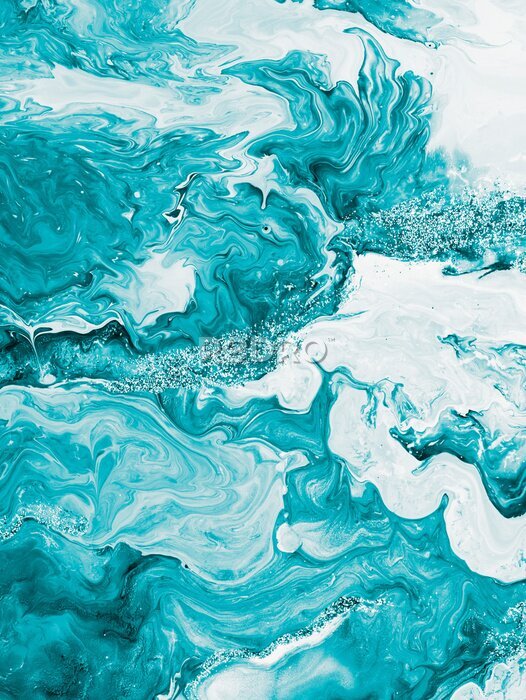 Poster Gemarmerde achtergrond in een turquoise tint.