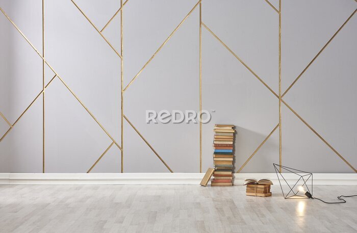 Poster Geometrisch patroon met gouden lijnen