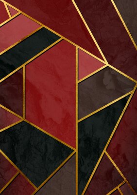 Sticker Geometrisch patroon met gouden lijnen