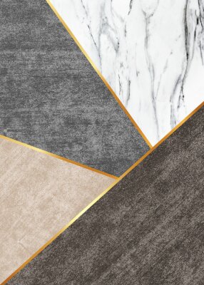 Sticker Geometrisch patroon met marmer effect