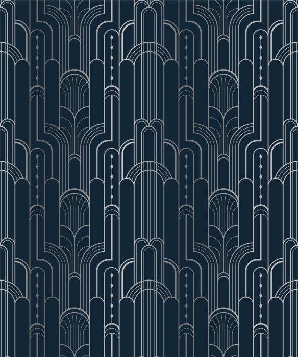 Poster Geometrisch patroon op donkerblauwe achtergrond