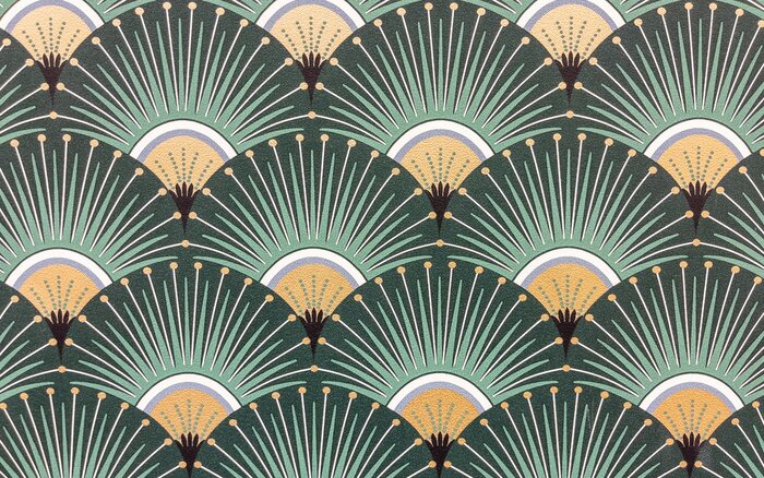 Poster Geometrisch waaierpatroon in groentinten