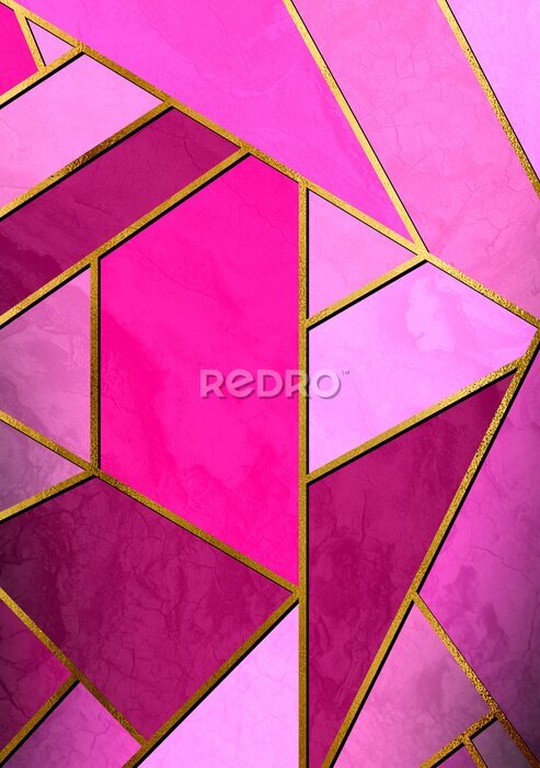 Poster Geometrische abstractie in roze